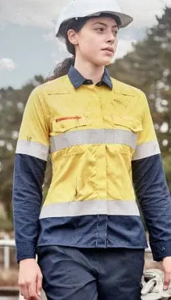 SYZMIK FR Women’s Flame Lightweight Ripstop Taped Shirt ZW170 Metro Workwear.